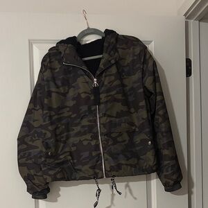 Camo Hooded Fleece Lined Jacket